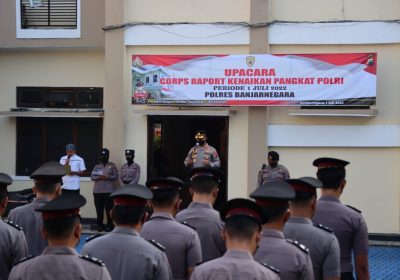 Hari Bhayangkara Ke-76, Polres Banjarnegara Gelar Upacara Corps Raport Kenaikan Pangkat Polri